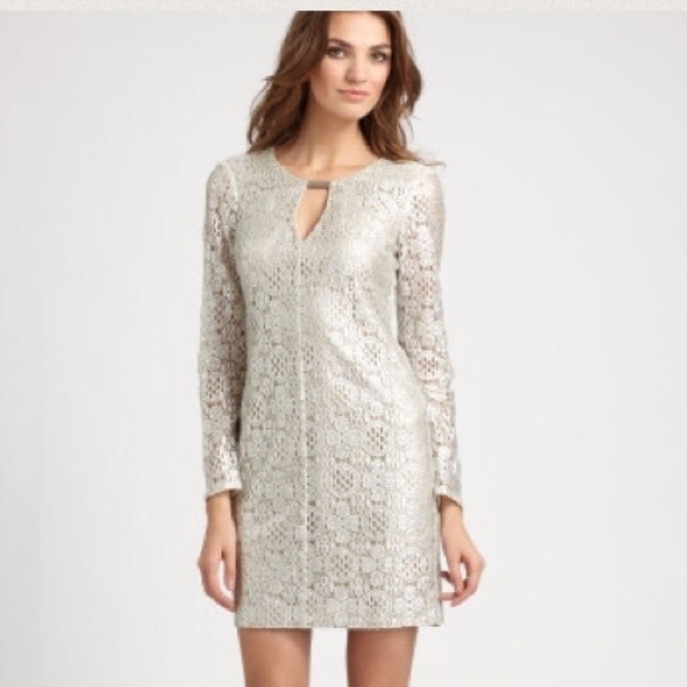 PRICE DROP Trina Turk Silver lace dress